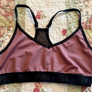 PINK Victoria's Secret Dusty Rose Sports Bra with Black Accents